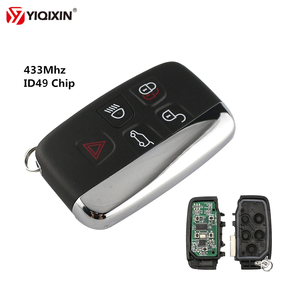 YIQIXIN 5 Buttons Remote Smart Car Key 433Mhz ID49 Chip For Land Rover Discovery 4 Freelander Sport Evoque LR4 Luxury 2010-2015