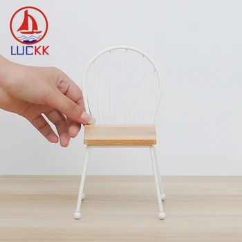 

LUCKK 1PC Mini White iron Doll Chairs Nordic Craft Decor Terrarium Figurines Garden Miniatures Ornament Photography Props gifts