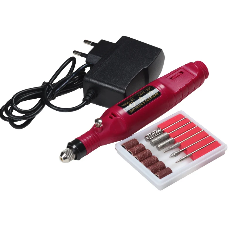 30000RPMNail сверлильный станок, набор, 30000 об/мин, Профессиональный аппарат для маникюра, педикюра, электрический инструмент для дизайна ногтей - Цвет: Красный