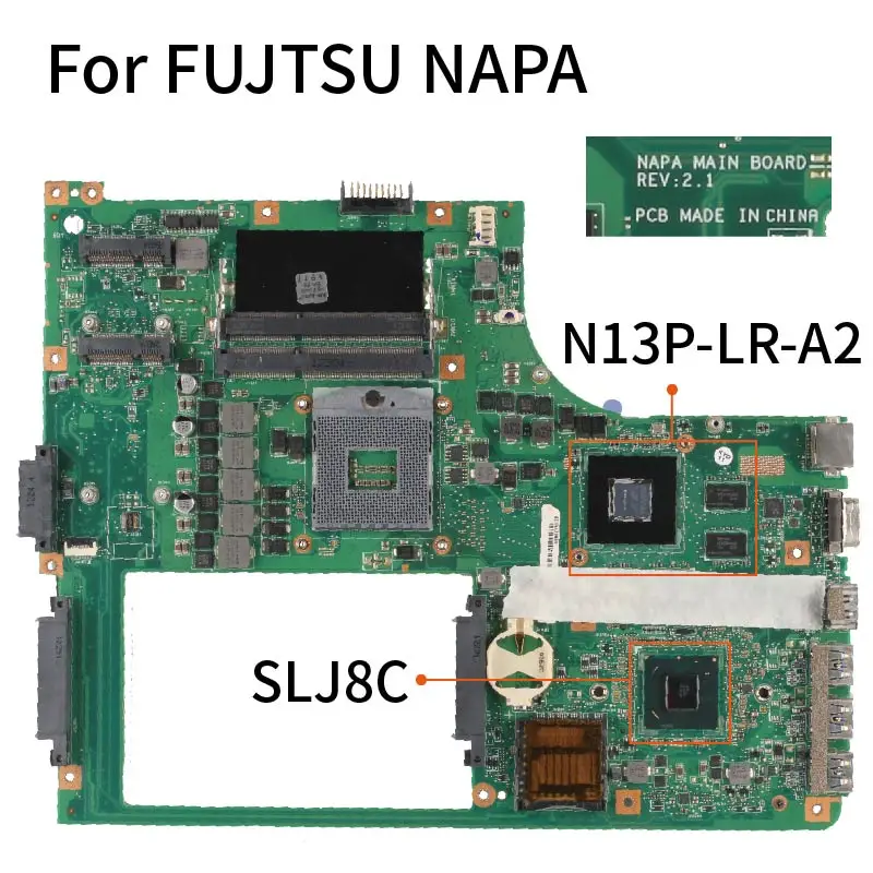 KoCoQin NAPA For FUJTSU NH532 NAPA Main Board REV.2.1 SLJ8C PGA 988B N13P-LR-A2 2G Mainboard afbeelding