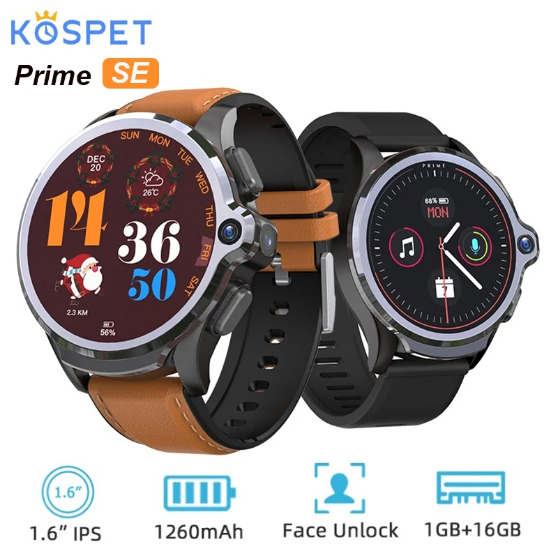 KOSPET PRIME SE 4Gโทรศัพท์สมาร์ทนาฬิกา 1.6 นิ้ว 1260mAhแบตเตอรี่Face ID 1G  RAM 16G ROM Face ID Android Smartwatch Dualกล้องGPS|Smart Watches| -  AliExpress