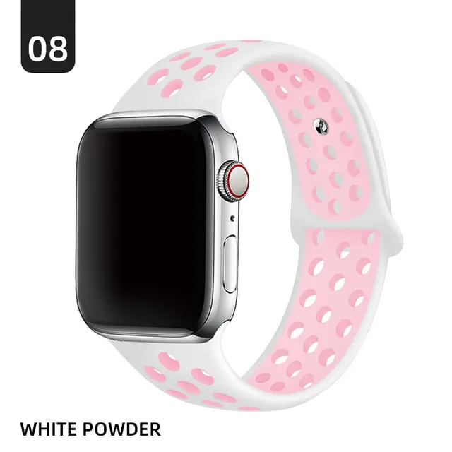 Silicone Strap For Apple Watch band 40mm 44mm 38mm 42mm 44 mm Rubber watchband smartwatch bracelet iWatch series 3 4 5 6 se band White flour