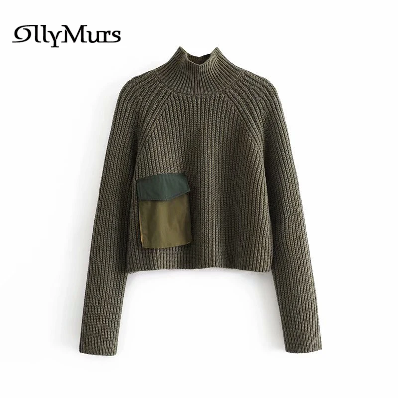 

Solid Turtleneck Women's Sweaters KM013 Long Sleeve Knitting Sweater Fall Winter Short Casual Pullovers Fashion Ladies Jumpers