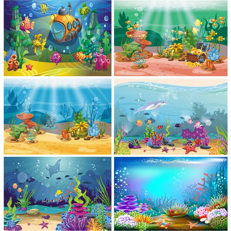 SHENGYONGBAO Cute Cartoon Shark Backdrop for Kids Birthday Theme Party Decoration Baby Photo Background 210521-65 | Электроника
