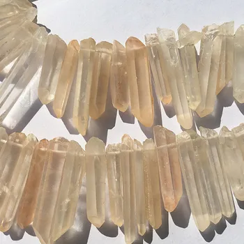 

15 inch Top Quality Natural Crystal Quartz Top Drilled Point Beads Raw Crystal Stick Briolettes Pendant Beads Jewelry Making