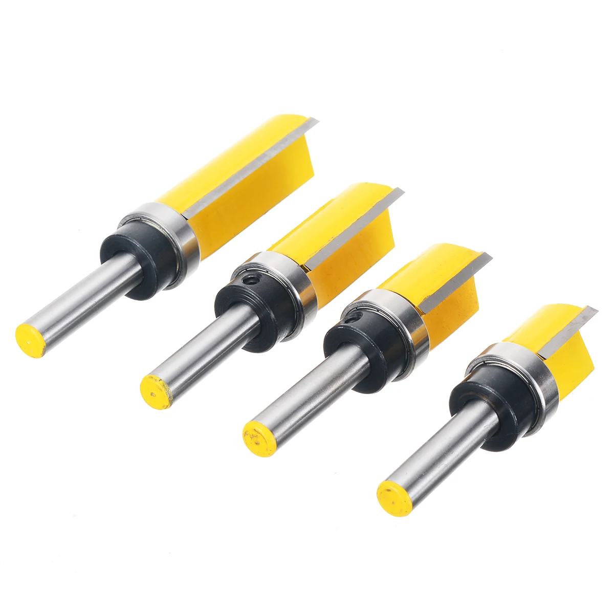 

4Pcs 8mm Bearing Flush Trim Router Bit for Wood Shank Straight Bit Tungsten Router Bit Template Woodworking Milling Cutter Tool