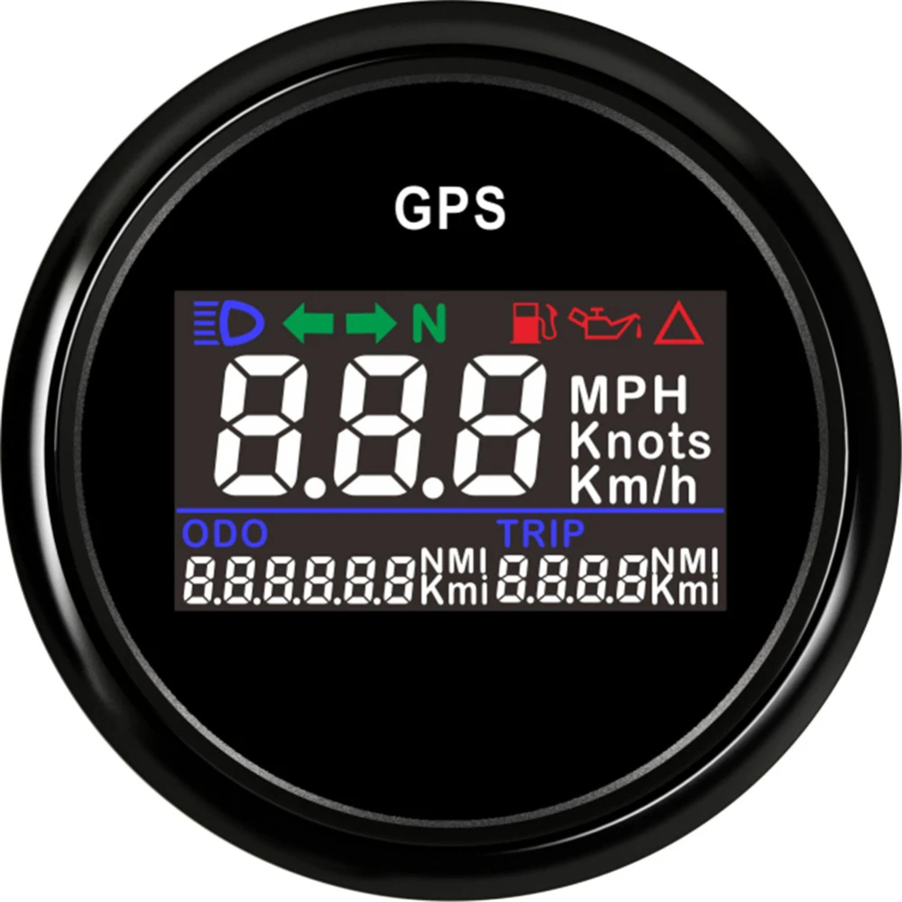 52mm GPS Digital LCD Display Speedometer Odometer Gauge for Motorcycle Car Truck 
