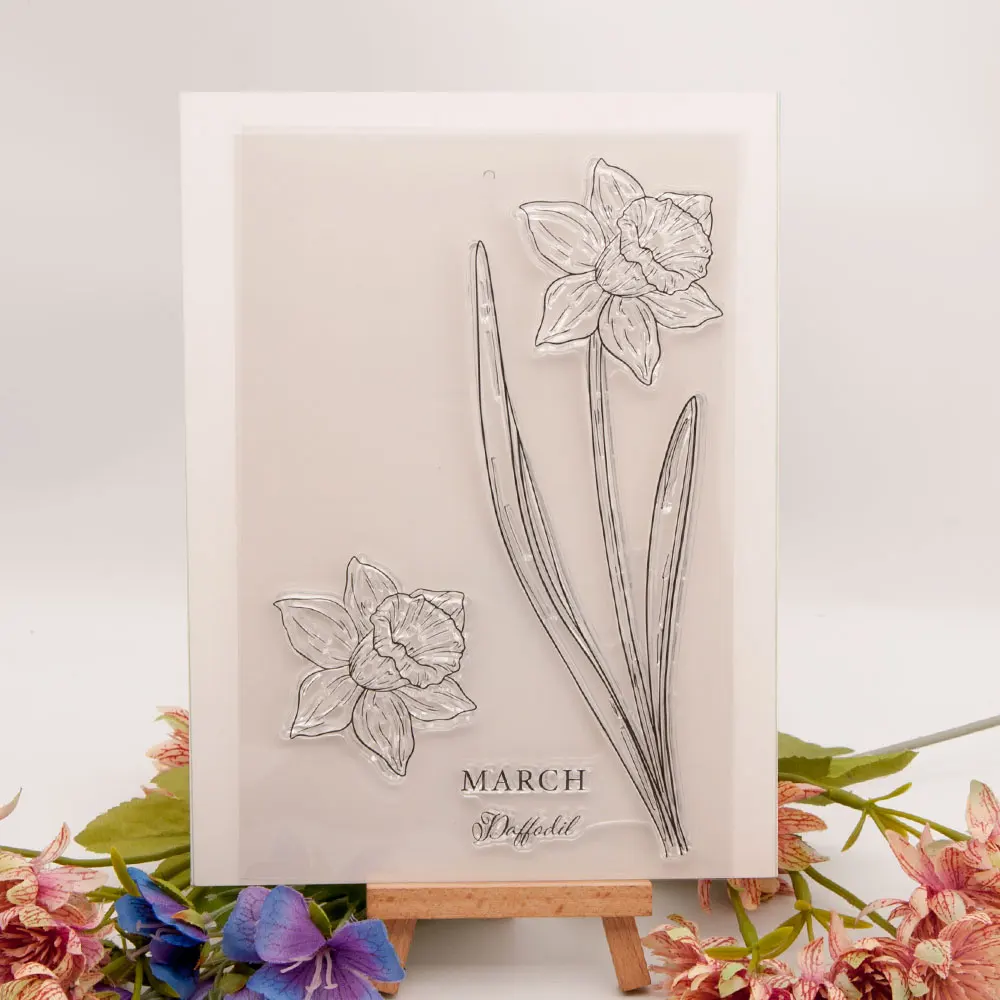 

Daffodil FLowers Clear Stamps Transparent Silicone Seal for DIY Scrapbooking Card Making Photo Album Decoration Crafts Gift