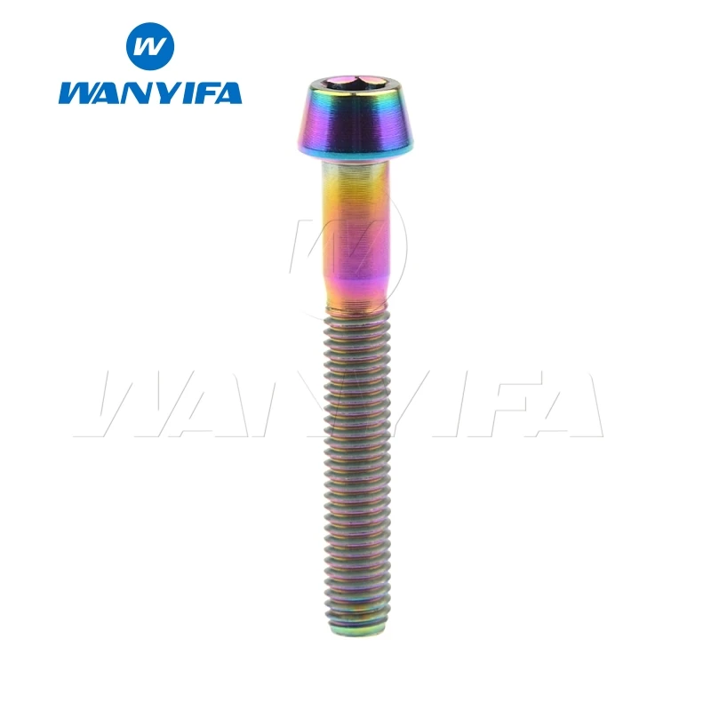M6x35mm Rainbow Титановый "Wanyifa" Ti Болт конической конический болт с шестигранной велосипедная рулевая колонка M6 x 20 25 30 35 мм - Цвет: M6x35mm Rainbow