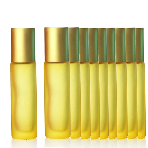 10pcs Yellow 1/5/10 шт 10 мл Портативный матовый Стекло ролик эфирное масло в виде флаконов парфюма тумана контейнер для путешествий многоразового использования, роликовый флакон - Цвет: 10pcs Yellow