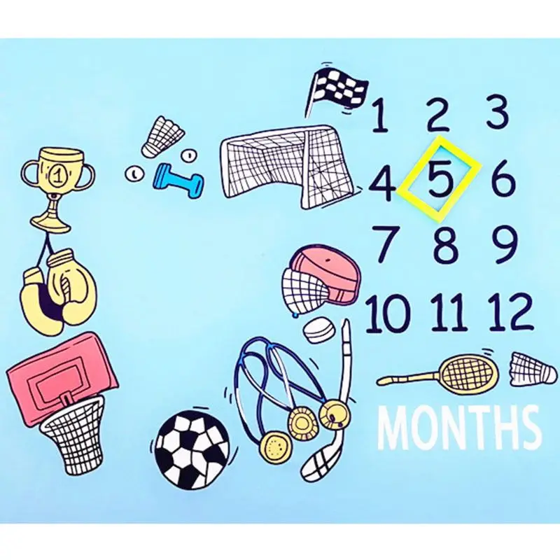 Monthly Baby Milestone Blanket Newborn Photo Background Props Reusable Infant Baby Swaddling Blanket for Photography