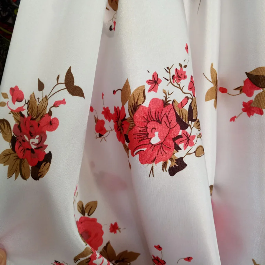 ON SALE Satin Fabric Craft Printed Ribbon Material Glossy Charmeuse Polyester Tilda Scarf Material - Color: 2