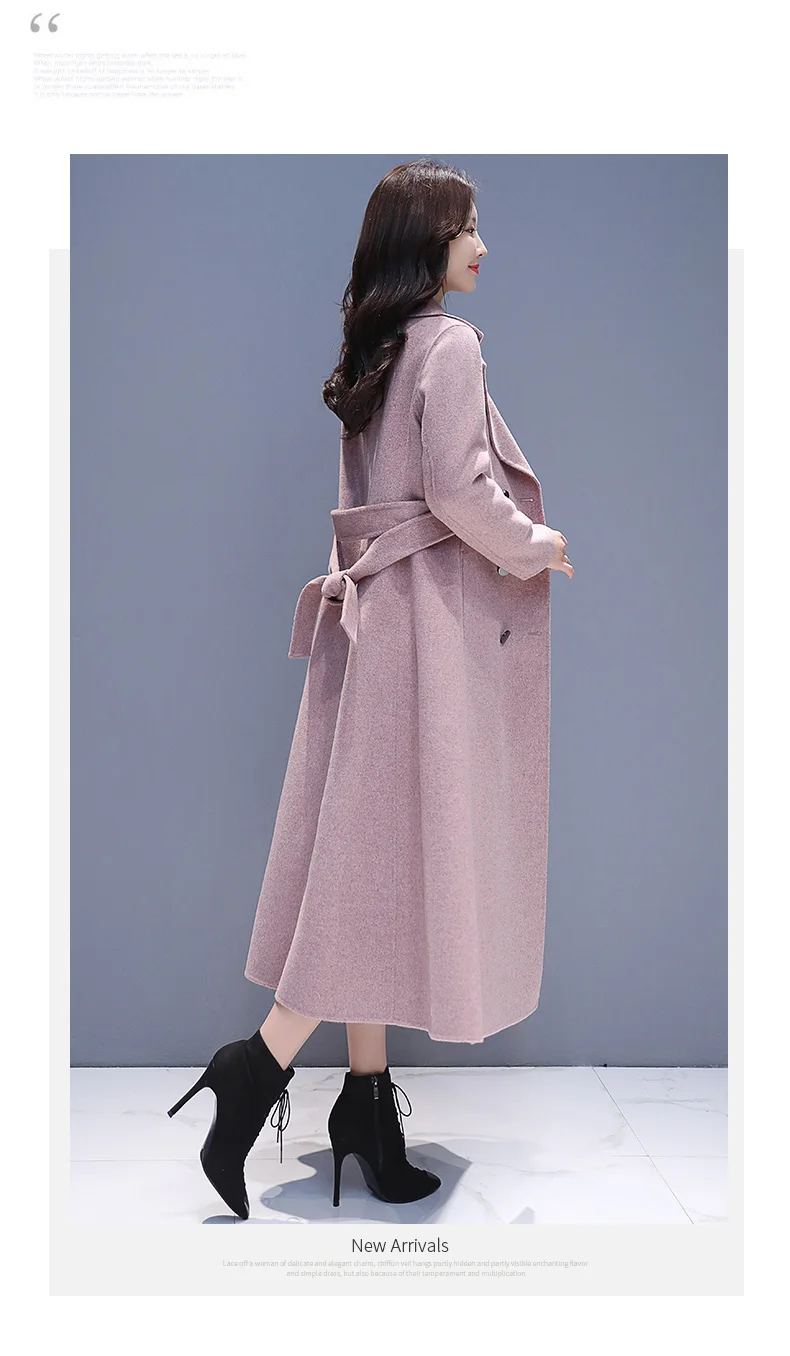 Длинное шерстяное пальто для женщин, весна, стиль, корейский стиль, приталенное облегающее пальто, приталенное, облегающее, выше колена, шерстяная куртка