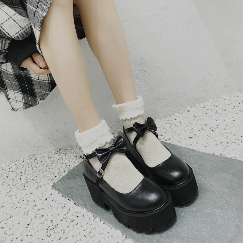 Zapatos japoneses Lolita Pumps Mary Janes plataforma lazo zapatos redondos