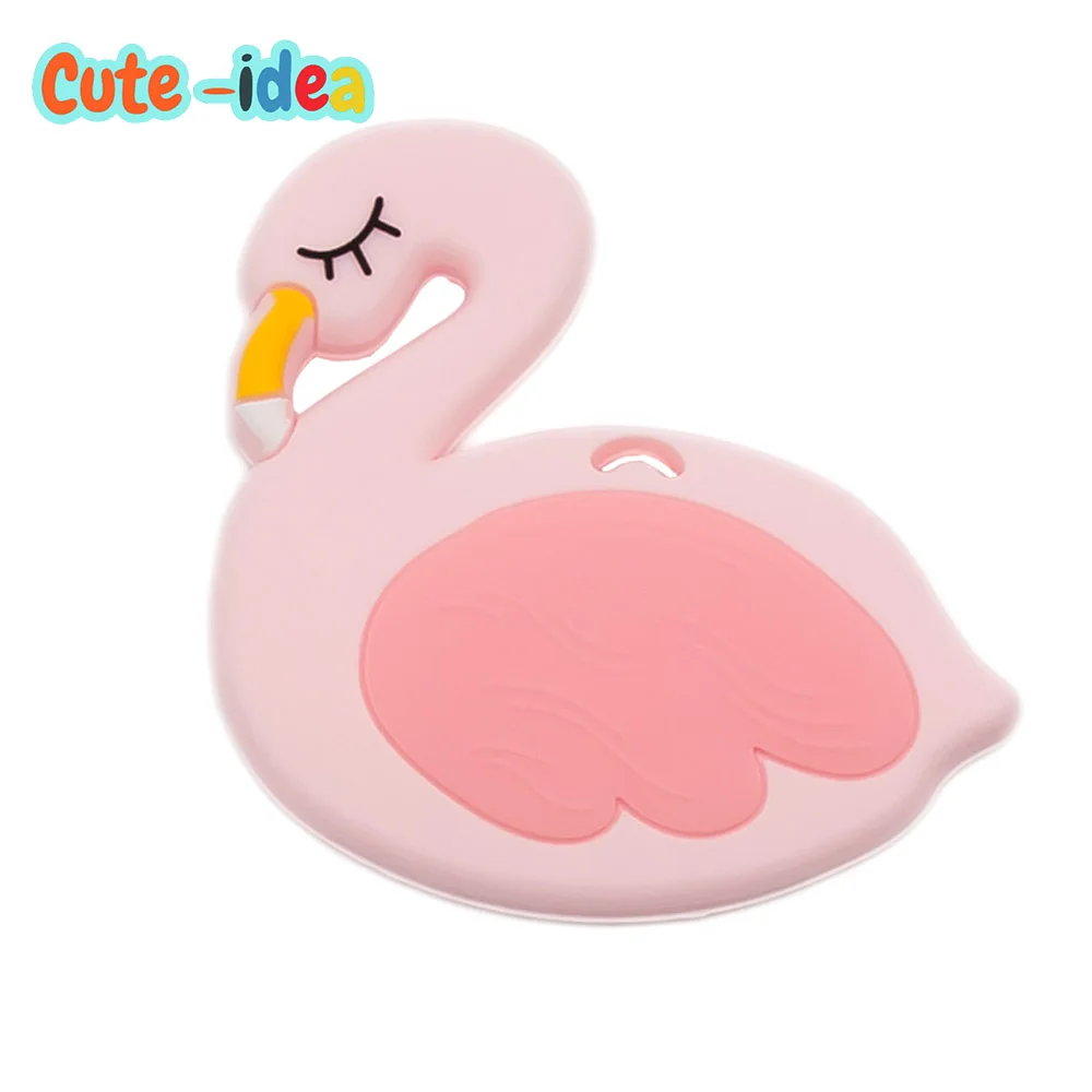 

Cute-idea 1PC Flaming Bird Teether BPA Free for DIY Baby Teething Necklace Food Grade Swan Silicone Teether Molar Pendant Toy