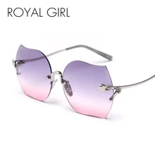 Новые модные женские солнцезащитные очки ROYAL GIRL, брендовые дизайнерские большие солнцезащитные очки с цветочной отделкой ss294