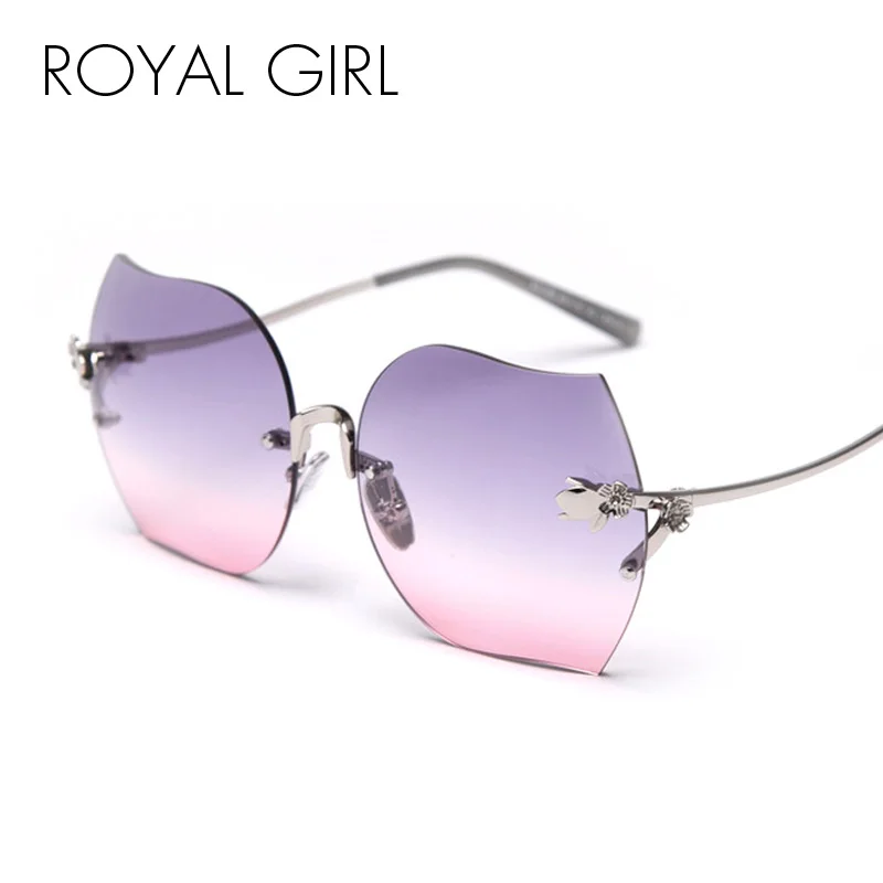 

ROYAL GIRL 2019 New Fashion Ladies Sunglasses Brand Designer Flower Trimming Large Frame Sunglasses ss294