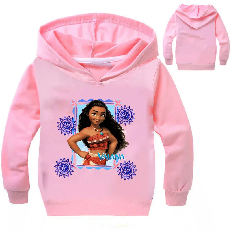Новинка; распродажа; детская одежда; худи Моана для девочек; свитер; хлопковая одежда с рисунком для мальчиков; топы для детей; свитер для малышей - Цвет: Розовый
