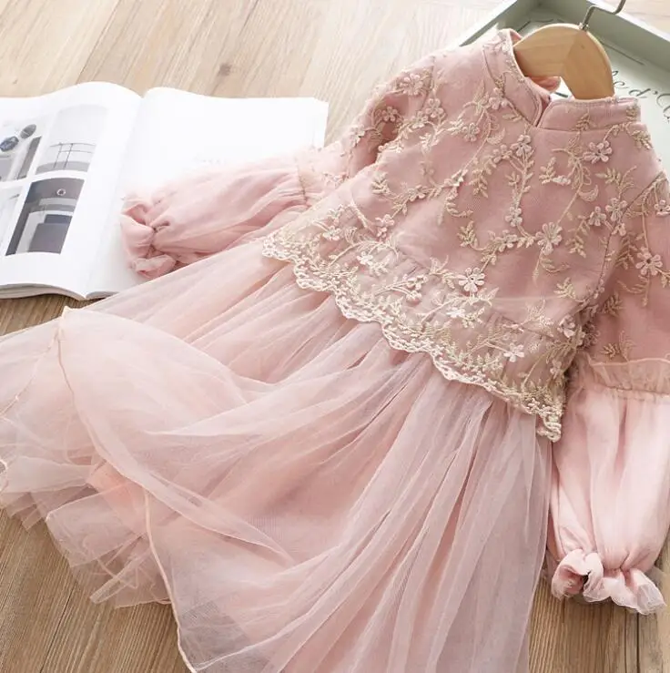 9.27th Autumn Princess dress Embroidered screen children's long-sleeved dress 100-140cm Girls Dress