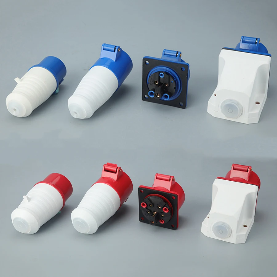 Electrical Connectors 16A/32A 3P/4P/5P IP44 Waterproof Male Female Power Connecting Industrial Plug Socket 380V High Power