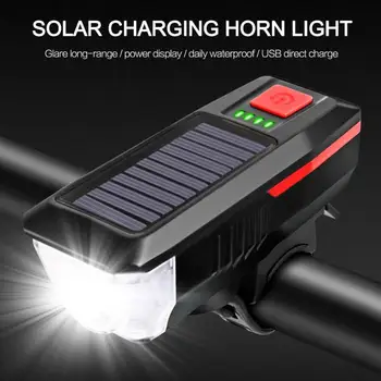 

Solar Charging+USB Charging Smart Headlight With Horn T6LED High-brightness Bicycle Front Light Cycling Waterproof Hore Lamp