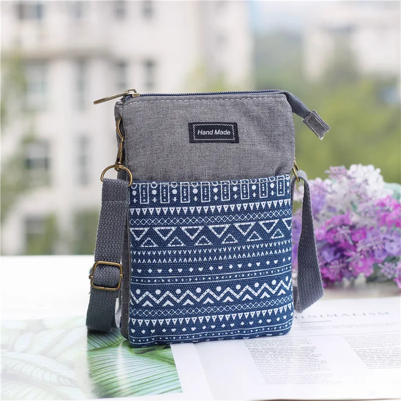 2022 New Girls Canvas Messenger Bag Women Small Mobile Phone Bag Simple Casual Female Shoulder Bag 