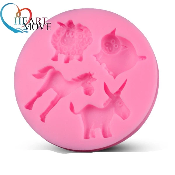 HEARTMOVE hot retail wholesale silicone cake mold farm animal horse sheep donkey fondant decorating tools silicone bakeware 9266