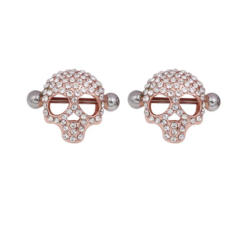 Stainless Steel Nipple Ring Piercing Love Hearts Barbell Crystal Shield Cover Flower Sexy Gifts 1Pair
