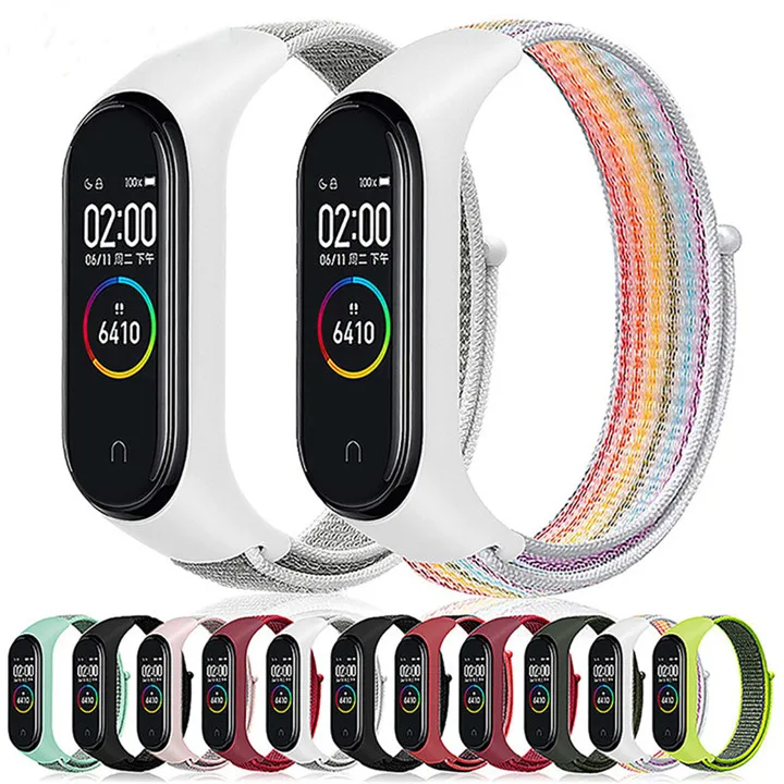 Сменный Браслет для Xiaomi mi Band 4 3 нейлоновый ремешок розовый винный красный браслет