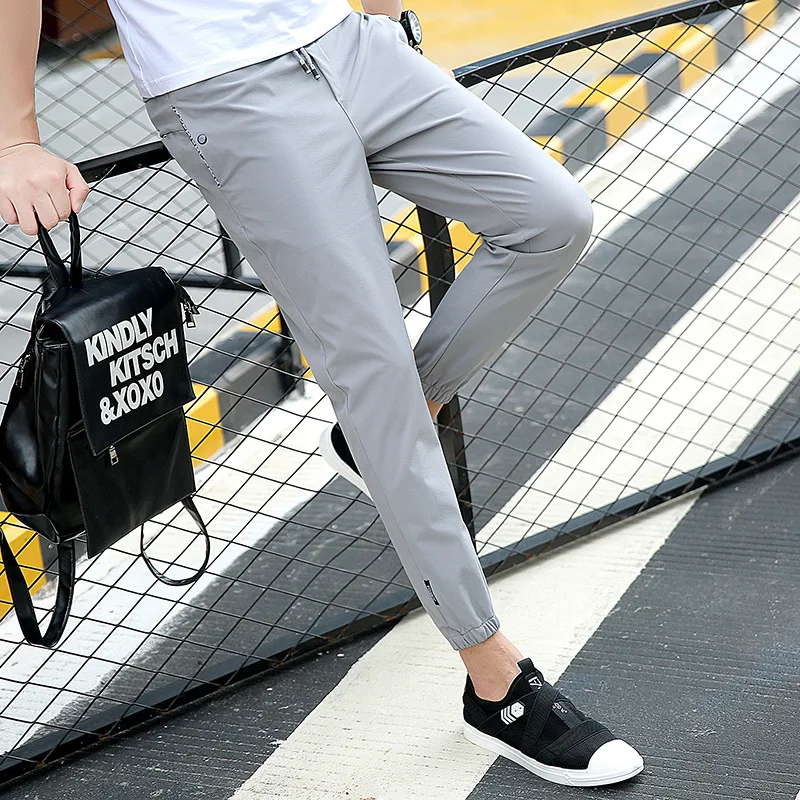 

Summer Teenager Athletic Pants Trousers New Style Korean-style Casual Pants MEN'S Jogging Pants Chinlon Skinny Sports Pants
