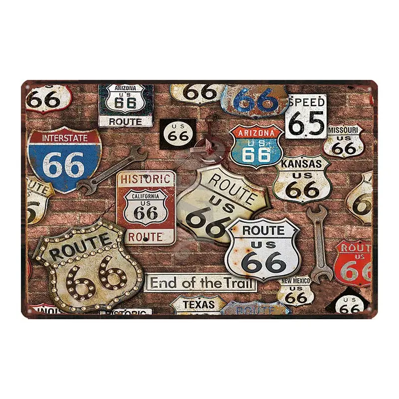 Американский High Route 66 потертый шик автомобильный оловянный знак металлическая пластина для стены бара ресторана домашнего искусства мотор гаража Декор DU-5133A - Цвет: DU-5153