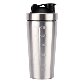 

Protein Powder Sport Fitness Shaker Bottle 25Oz Single Layer 304 Stainless Steel Shake Cup Fitness Sport Drinkware Mixer