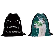 Унисекс сумка на шнурке с милым животным принтом спортивный рюкзак для спортзала рюкзак для плавания Школьный Рюкзак Пакет для шоппинга