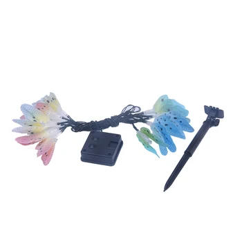 

Weather Resistant 12 LED Bulbs Solar Powered Butterfly Fiber Optic Fairy String Outdoor Garden Lights Garden Decoration