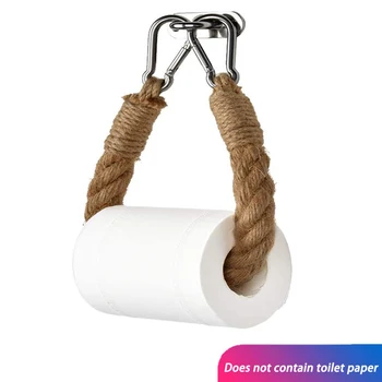 

Towel Durable Home Decoration Retro With Hooks Practical DIY Linen Rope Toilet Paper Holder Kitchen Wall Mounted For Bathroom