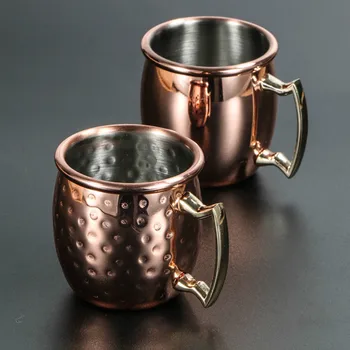 

2 Styles 60ml Metal Shot Glass Cup 304 Stainless Steel MiniHammer Point Mule Mug Moscow Light Body Vodka Spirit Rose Gold Color