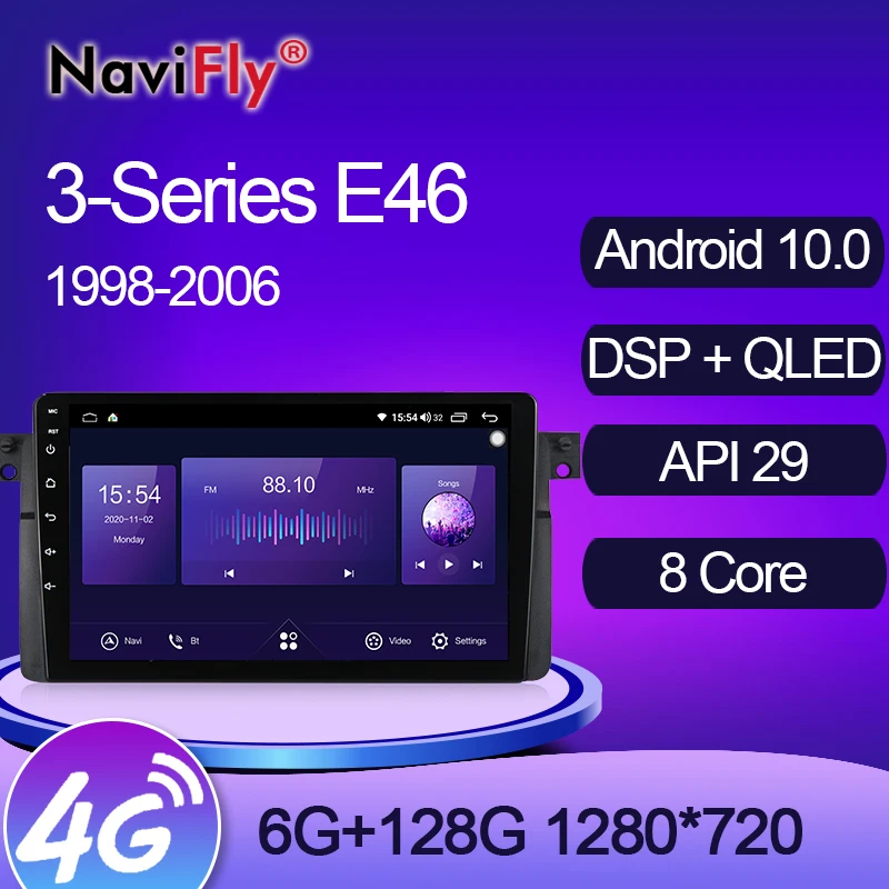 NaviFly 6 ГБ + 128 Гб 8 ядер QLED 1280*720 Carplay 4G LTE Android 10 0 Автомобильный навигатор GPS радио