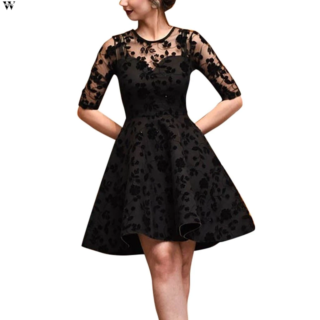 Новое короткое вечернее платье, атласное кружевное черное ТРАПЕЦИЕВИДНОЕ вечернее платье для невесты, 10,30