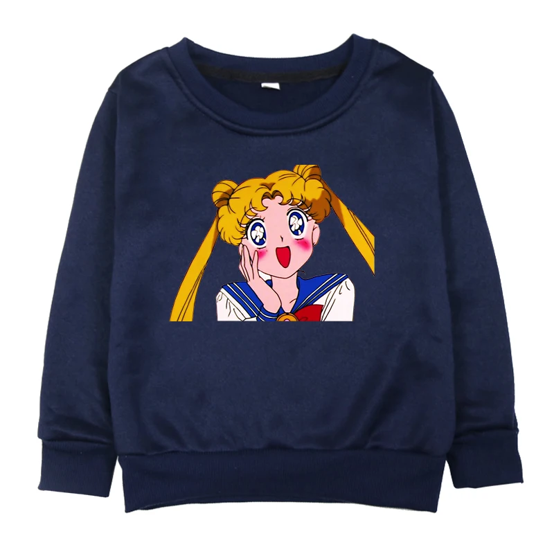 Hoodies 9 Осенне-зимние детские толстовки с капюшоном для маленьких мальчиков и девочек толстовки с принтом Сейлор Мун длинный костюм с рукавами футболка для маленьких девочек - Цвет: Hoodies 9