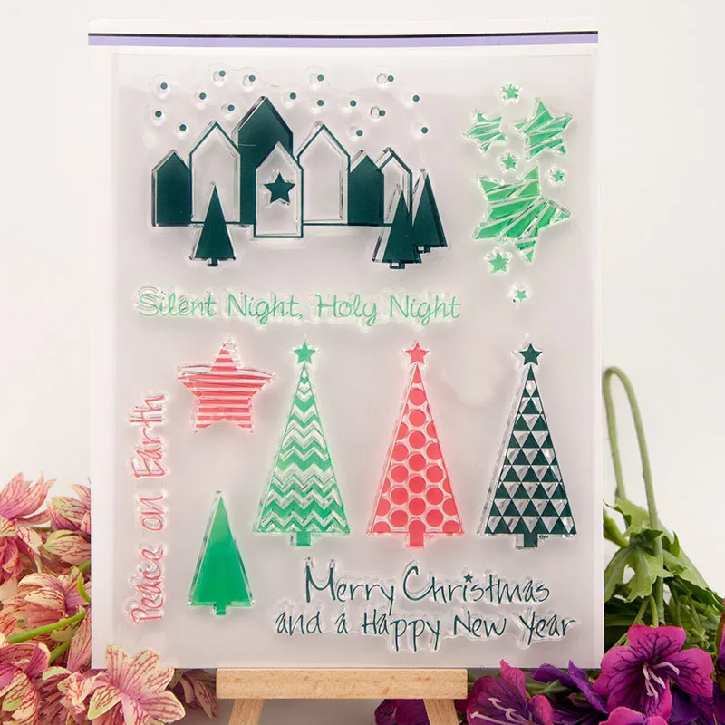 

Christmas Trees Transparent Clear Silicone Stamps for DIY Scrapbooking Photo Album Decoration
