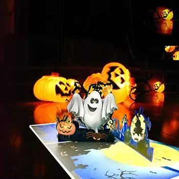 

Halloween 3D Surprise Pumpkin Ghost Cards Party Anniversary Greeting Cards 2PC Greeting Card Postcards Gifts Card with Envelope