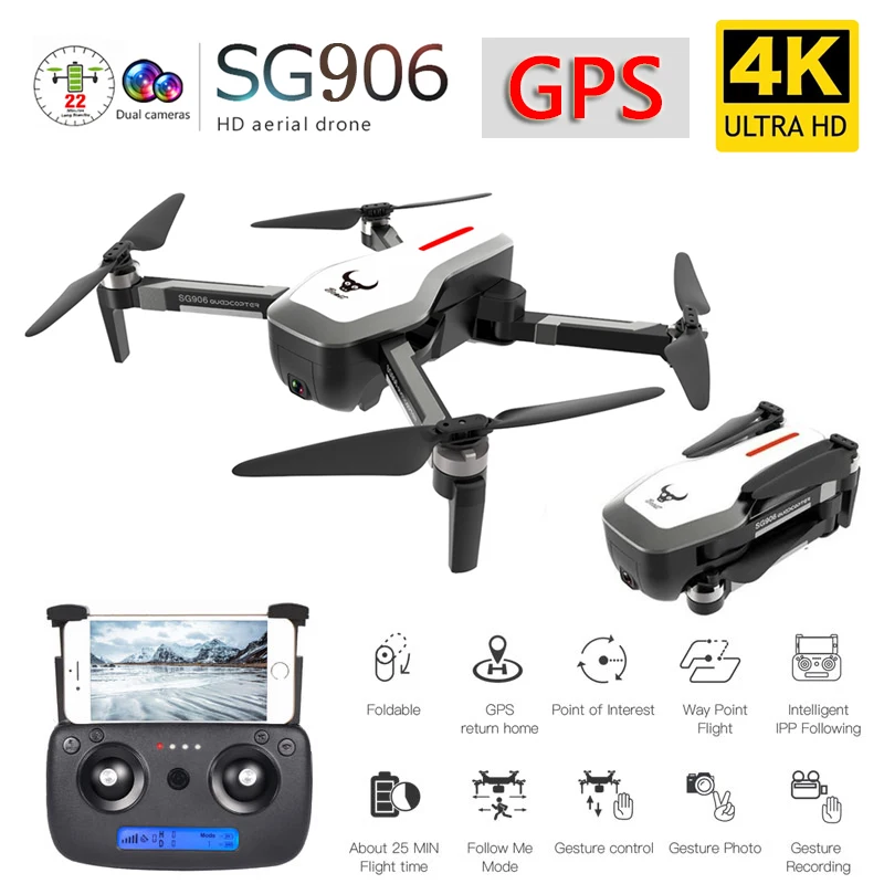 

SG906 GPS Drone 4K/1080P Brushless Selfie Drones with Camera HD 5G WIFI APP FPV RC Quadcopter Foldable Profissional Camera Drone