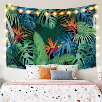 

Tropical Plant Tapestry Wall-mounted Polyester Summer Bohemian Palm Banana Leaf Flower Print Tapestry Beach Towel Mat