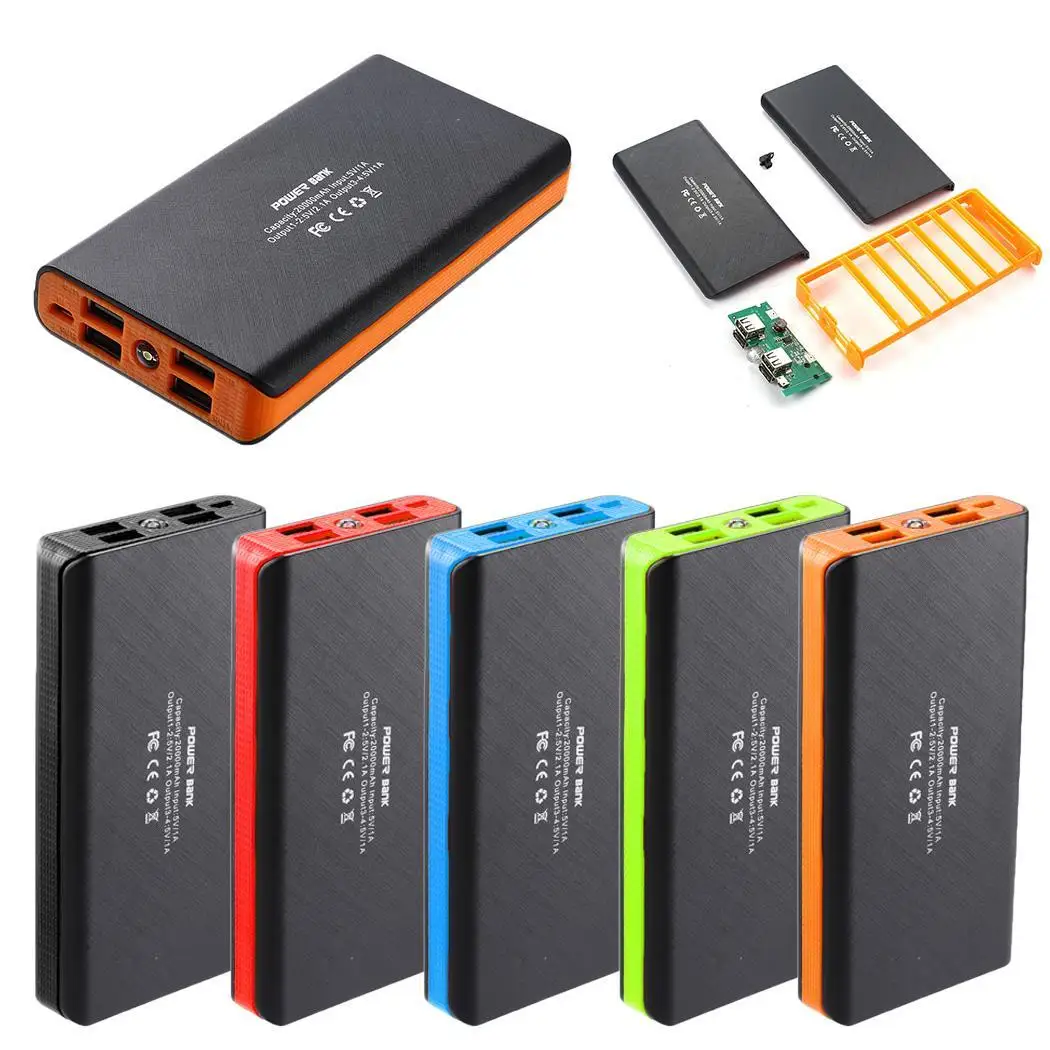 

Power Bank Case 4-USB Output Ports Fast Charging Mobile Power Box External Battery Charger Housing DIY Kits With LED Light