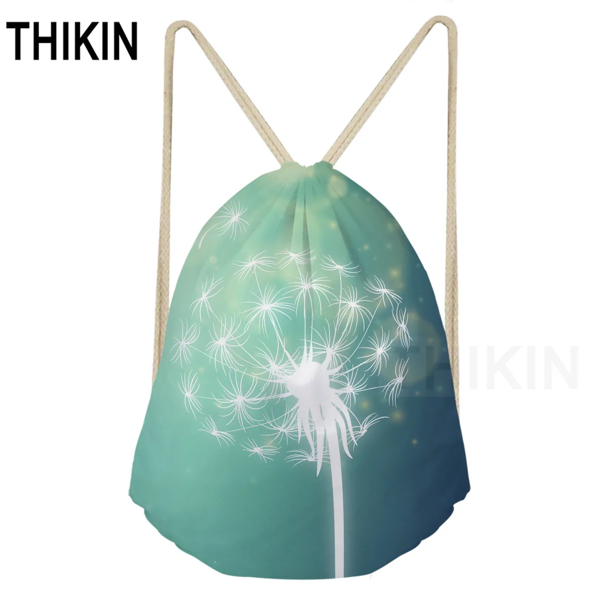 As Pictures THIKIN 3D Одуванчик узор полиэстер Луч Карман Drawstring сумка Милая Высокая емкость женский рюкзак дорожный мешочек для хранения на заказ - Цвет: As Pictures