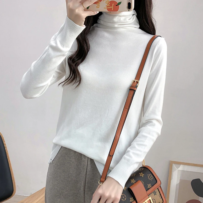 Новинка Осень-зима 2020 модная свободная водолазка в Корейском стиле трикотажная