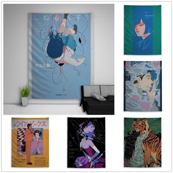 

Anime Illustration Japanese Tapestry Art Wall Hanging Sofa Table Bed Cover Home Decor Dorm Gift