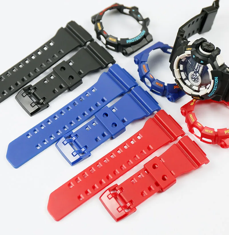 

Resin strap Suitable for Casio G-SHOCK GA-400 GBA-401 men's sports watch with Plastic pin buckle (Include case)