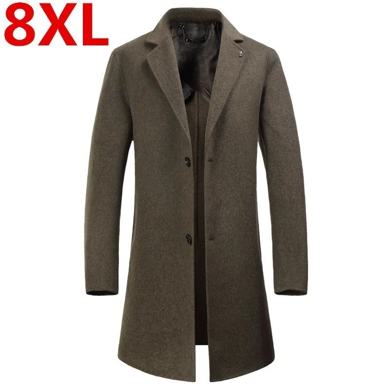 

plus size 8XL brand men's casual wool jacket winter thick warm luxury high quality knitted wool fashion slim lapel coat