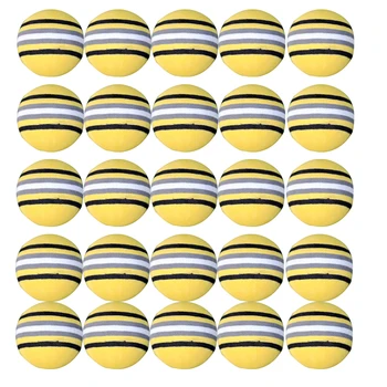 

25pcs 42mm Rainbow EVA Foam Ball Golf Practice Indoor Training Aid Soft Golf Training Ball (Yellow)
